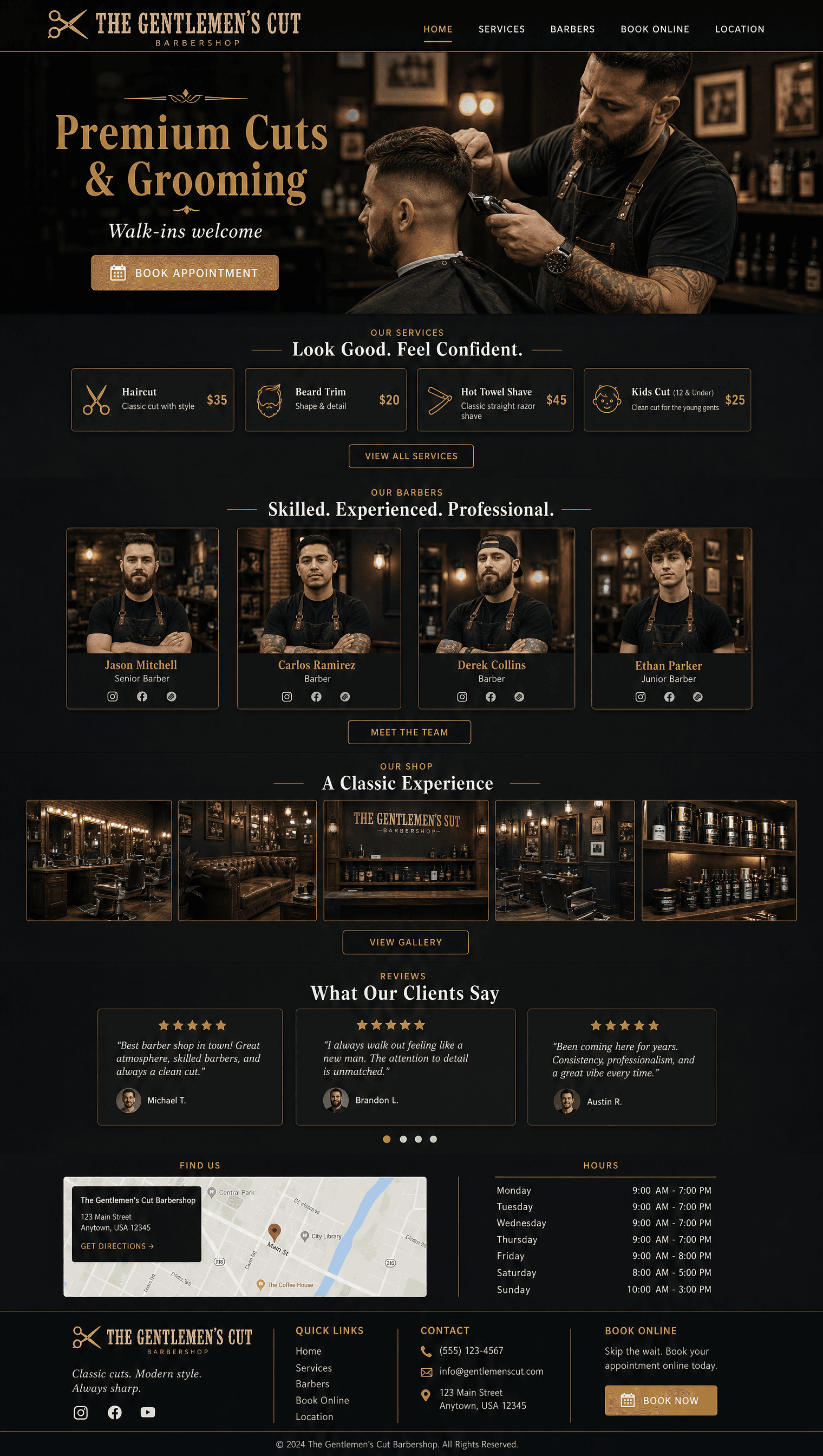 Website design for barber shop