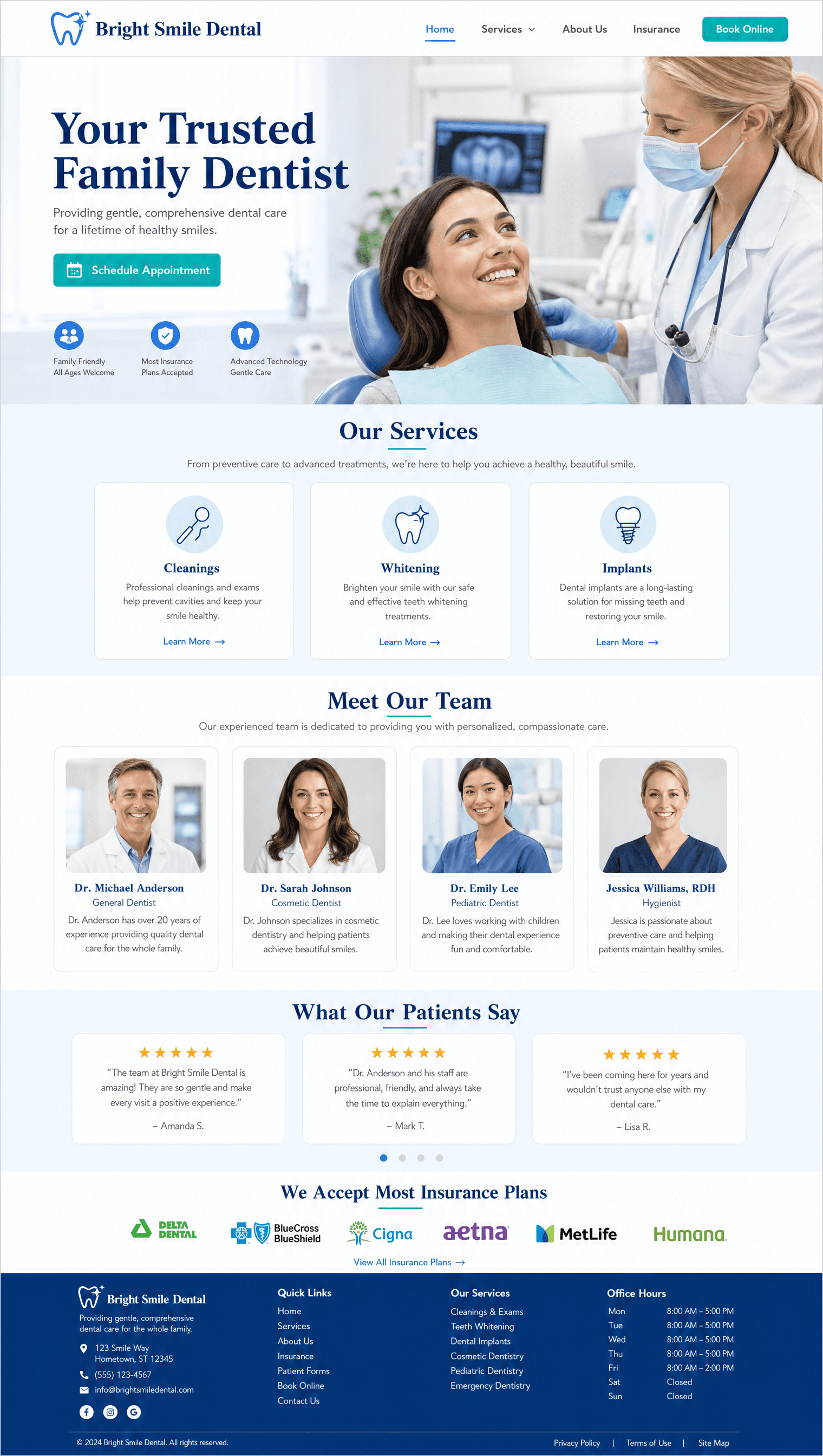 Website design for dental clinic
