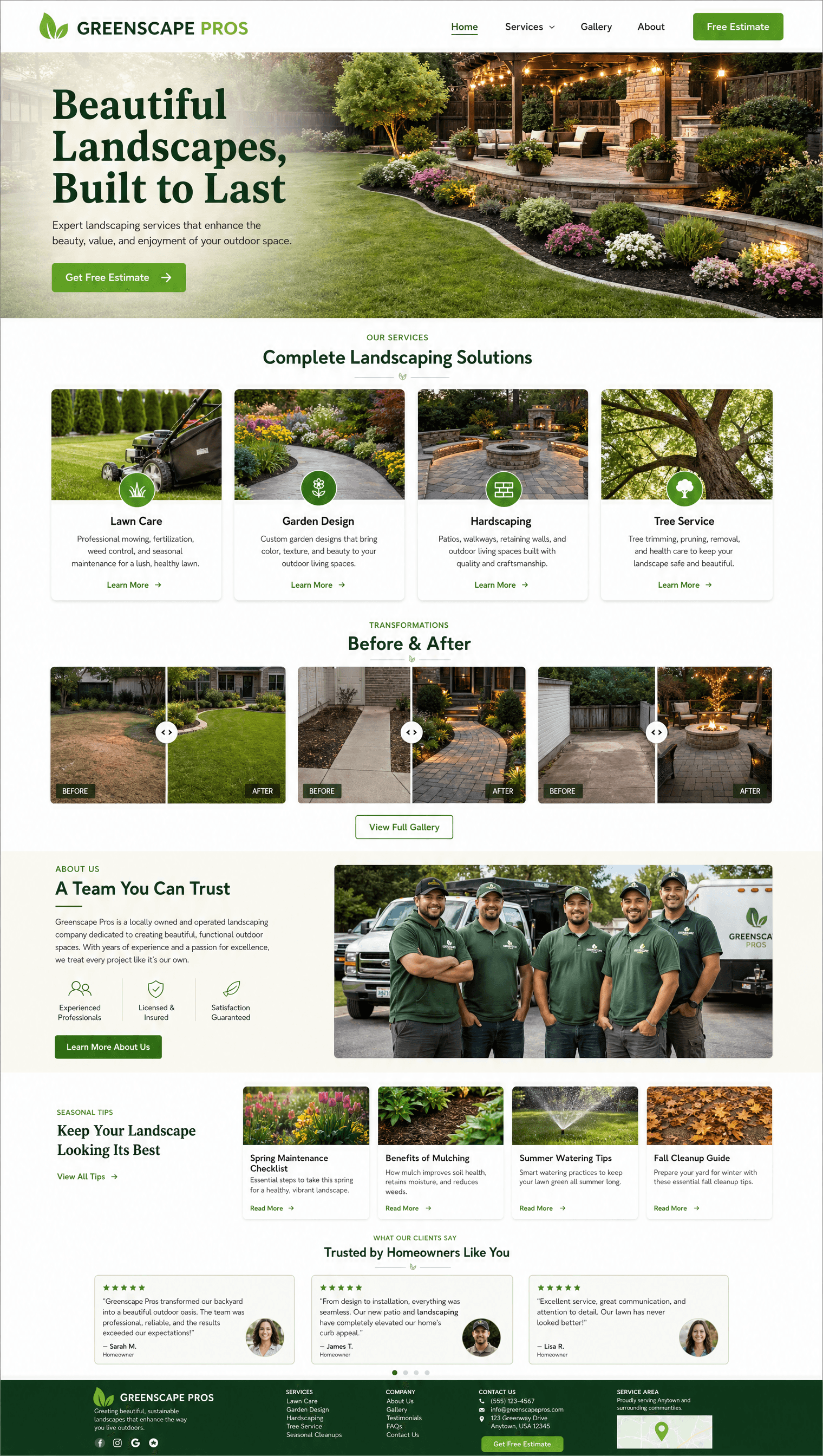 Website design for landscaper