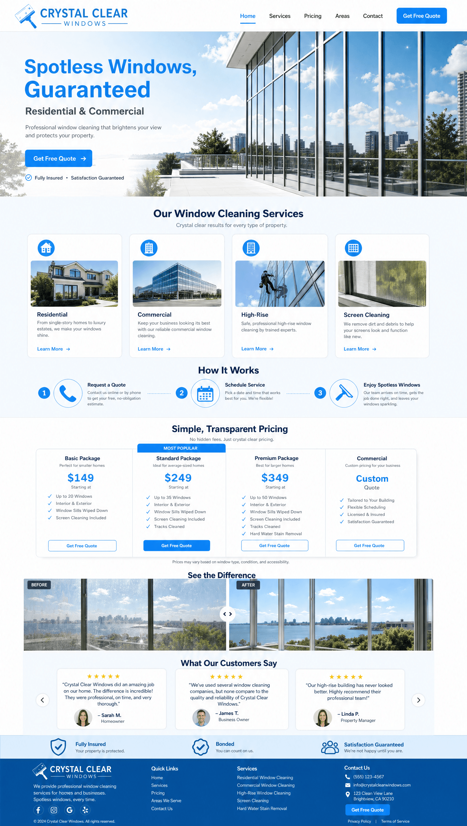 Website design for window cleaner